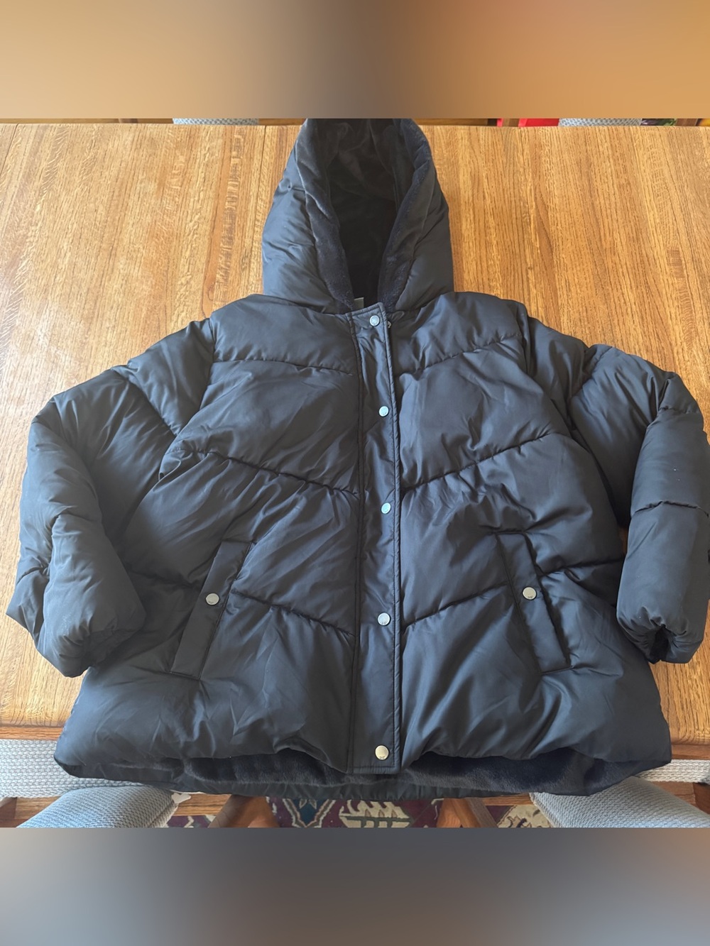 32 Degrees Heat Black Quilted Puffer Jacket Faux Fur Lined XXL - Picture 1 of 11